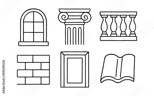 Architectural elements in a simple line drawing style, perfect for design inspiration