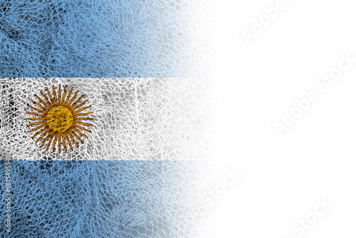 White background with Argentina flag on fishing net