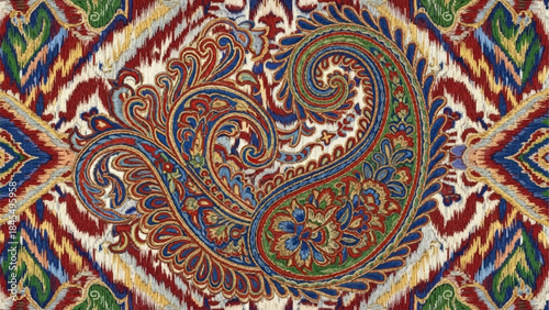 Intricate Paisley Pattern Textile Design.