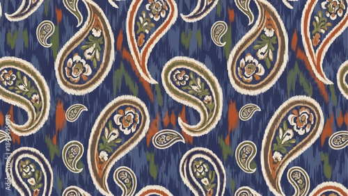 Paisley pattern design with floral elements and intricate details.