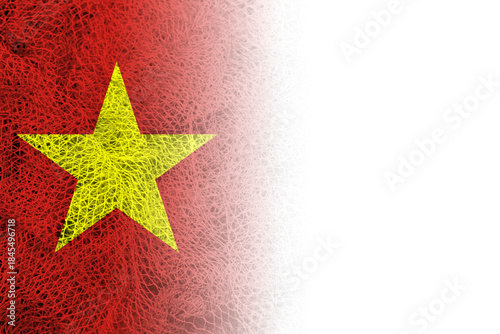 White background with Vietnam flag on fishing net
