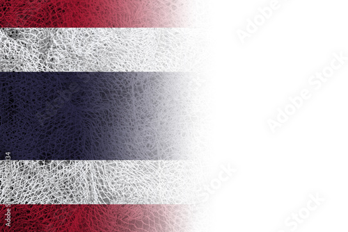 White background with Thailand flag on fishing net