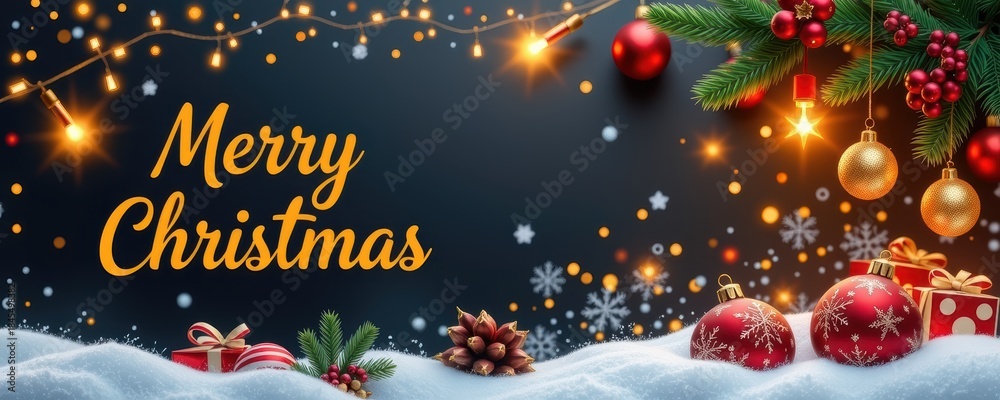 Naklejka premium Merry christmas celebration a joyful traditional festival of happy lights and cultural banners