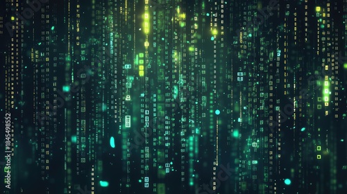 Wallpaper Mural Digital stream of glowing binary and numeric code flowing across a dark background, symbolizing big data, programming, cybersecurity, ai, and futuristic network connectivity Torontodigital.ca