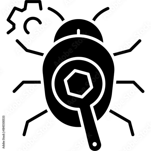 Glyph Solid Bug Solution Icon