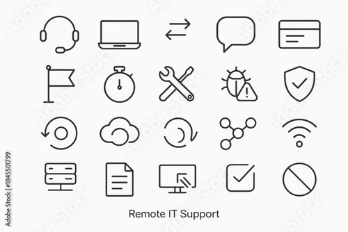 Remote it support icons: tools, communication, security, cloud, connectivity