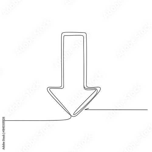 Vector illustration of a down arrow in a minimalist style with line art