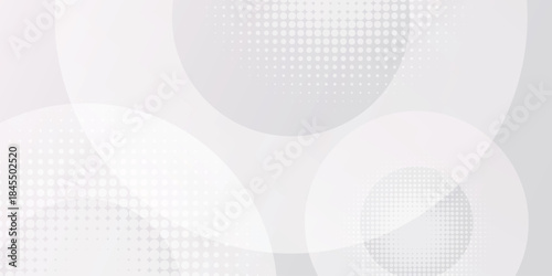 Abstract gray and white gradient background with circle shape design and overlapping halftone composition. Modern round vector illustration for cover, brochure, certificate, and presentation. VOL. 5