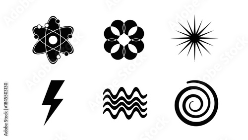 Abstract graphic elements set on white background for design projects