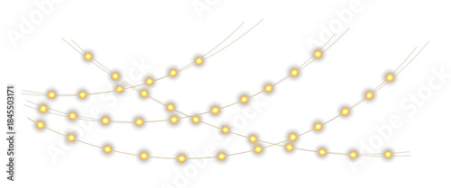 Photography PNG Gold Garland Lights, Transparent Christmas Decoration Overlay, Minimal Winte