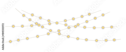 Photography PNG Gold Garland Lights, Transparent Christmas Decoration Overlay, Minimal Winte