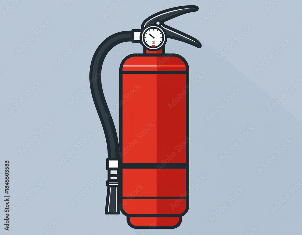 Obraz premium Red fire extinguisher illustration on a gray background