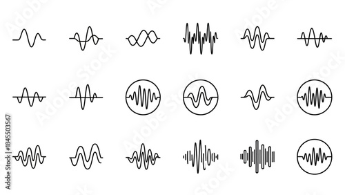 Abstract waveform patterns set isolated graphic elements for design projects