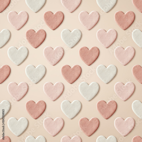 Seamless pattern with pastel hearts on soft background
