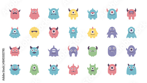 Colorful monster characters collection vector illustration graphic design