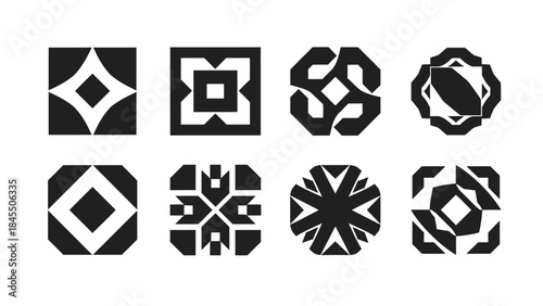 Geometric shapes collection in black and white for design elements