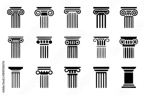 Collection of Classical Architectural Column Styles Icons