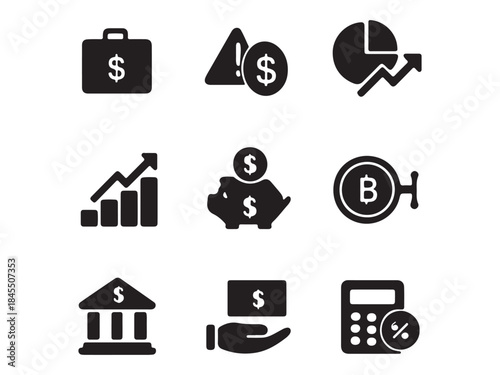 finance and banking icons set