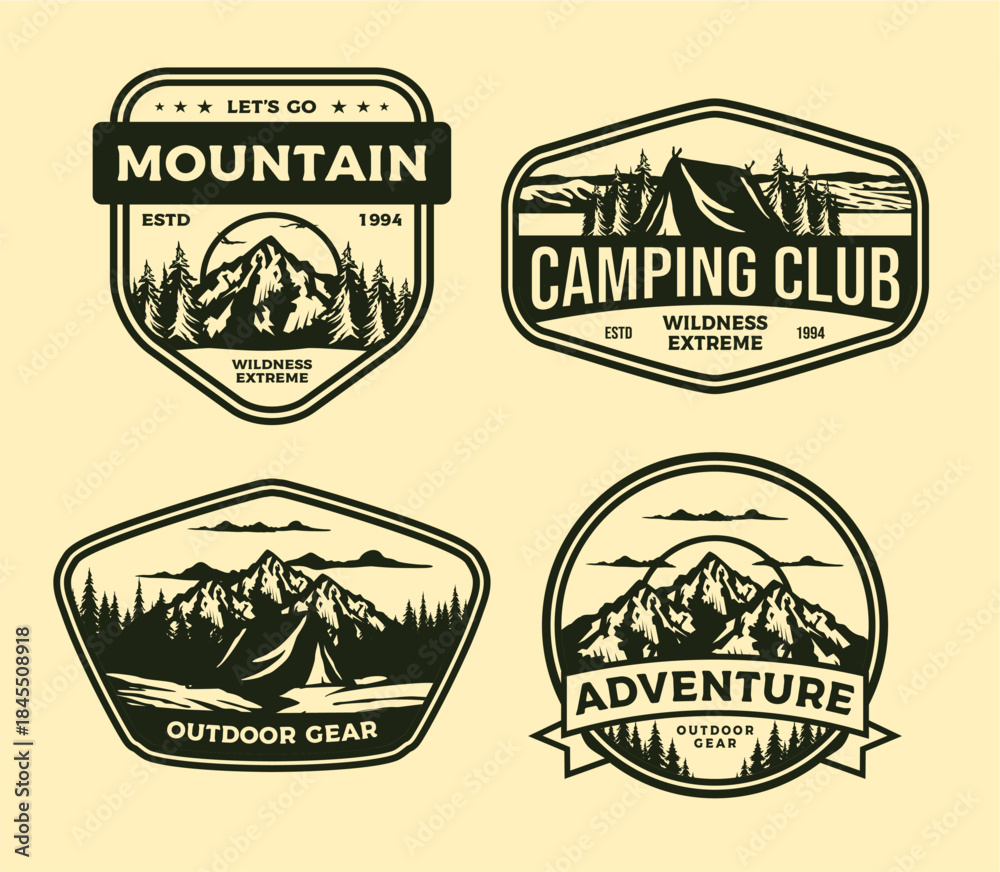 Obraz premium RETRO VINTAGE FISHING OUTDOOR ADVENTURE LOGO BADGE PATCH FOR HAT, T-SHIRT, STICKER