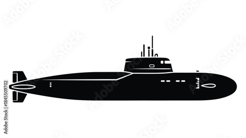 Detailed view of a black submarine a striking nautical silhouette