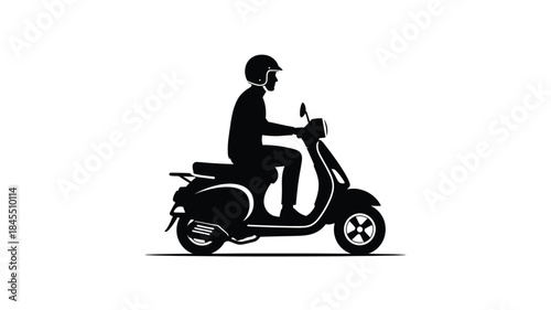 Motorcycle rider in black a striking two wheel transport illustration silhouette