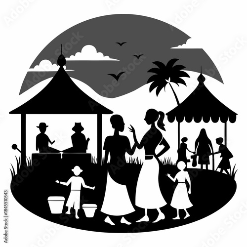 Rural Indian traditional cultural festival silhouette image