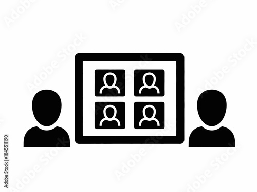 Video conference and team meeting icon for online collaboration, remote work, and communication