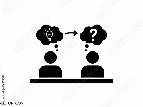Communication idea exchange between two people, thought process vector icon
