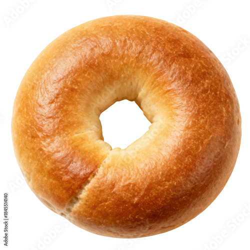 Appetizing golden brown plain bagel round baked good for breakfast