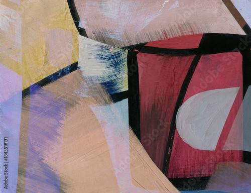 Expression of geometric painting with color and brushstroke. Abstract illustration for background.