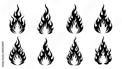 Black flames illustration graphic elements dynamic shapes vector design
