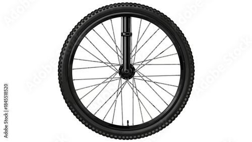 Black unicycle wheel isolated on white background for transportation