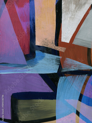 Expression of geometric painting with color and brushstroke. Abstract illustration for background.