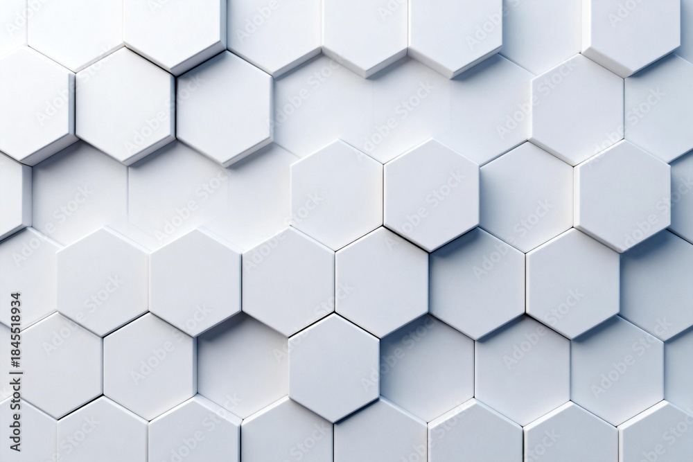 Naklejka premium 3D Hexagonal White Wall Texture Background