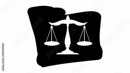 Elegant legal logo silhouette: a balance scale, signifying justice, law, fairness, and professional legal services.