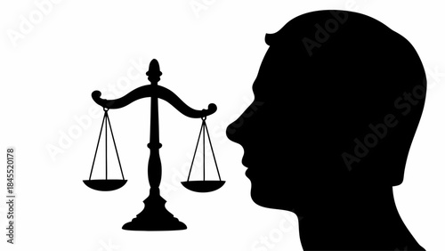 Human rights justice scale silhouette, representing legal fairness, equality, and the protection of individual rights.