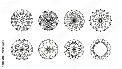 Geometric circular designs abstract patterns and ornamental symmetry elements