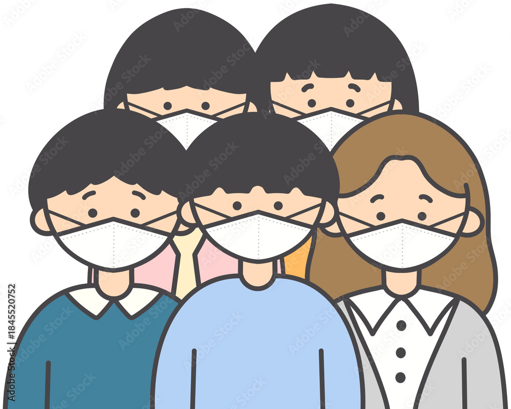 Fototapeta premium People Wearing Face Masks Illustration