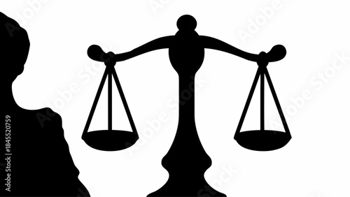 Modern law scale silhouette icon, symbolizing justice and balance in a sleek, minimalist design.