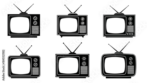 Retro television sets collection isolated on white background vector illustration