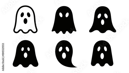 Set of ghost illustrations in various styles for halloween design and decoration