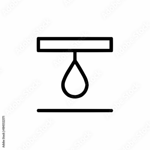 Line icon of a water droplet over ceiling — leak detection, black on white, square minimalist style