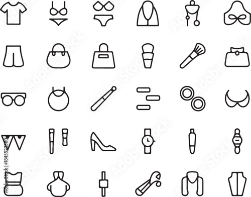 Fashion and beauty icons set