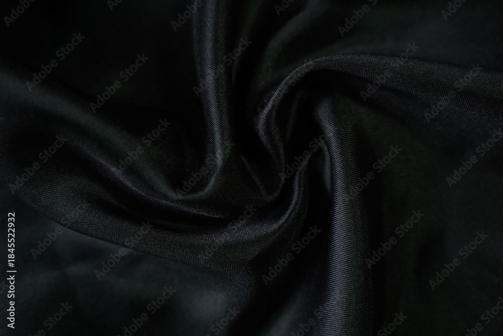 Fototapeta premium Black Shiny Linen Fabric Texture Background with Natural Textile Pattern