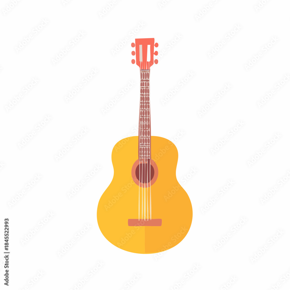 Obraz premium Isolated yellow acoustic guitar illustration against white background music icon