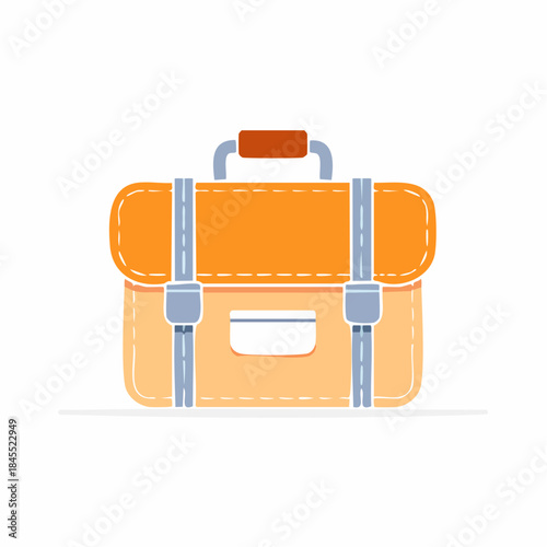 Stylish Orange Satchel Illustration with Straps School Bag Design Artistic Vector Graphics for Creative Projects and Trendy Accessories Themes