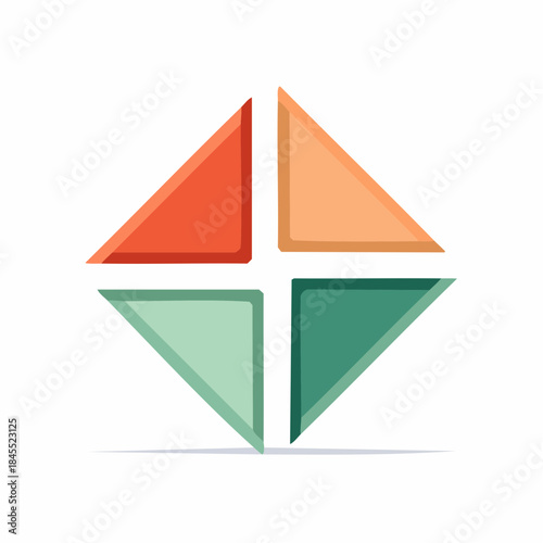 Free Download Abstract Geometric Shape with Colorful Triangles Forming a Square Cross Design Element Graphic - GFXLoad