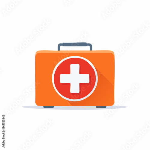 Orange First Aid Kit with White Cross: Medical Emergency Supply