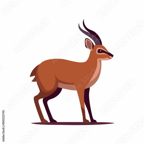 Elegant Brown Antelope with Spiraled Horns Standing Gracefully Illustration