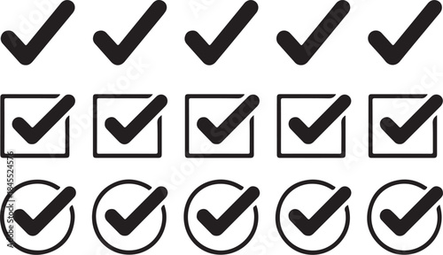 Collection of checkmark icons in various styles